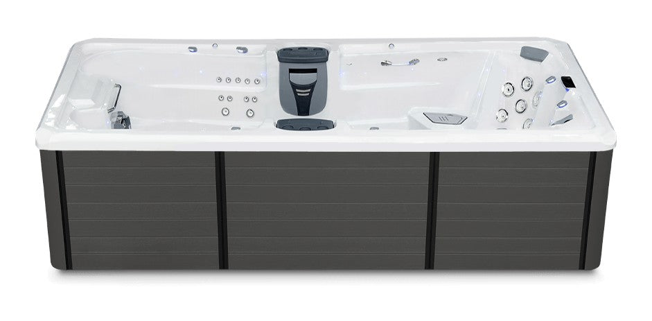 Trainer 15 swim spa - White shell with Graphite cabinet