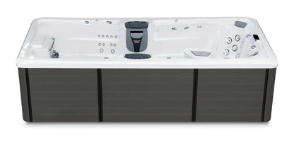 Trainer 15 swim spa - White shell with Graphite cabinet