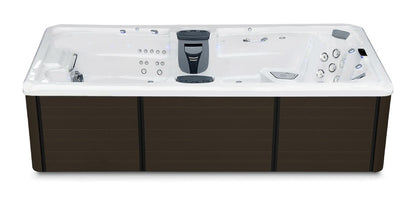 Trainer 15 swim spa - White shell with Walnut cabinet