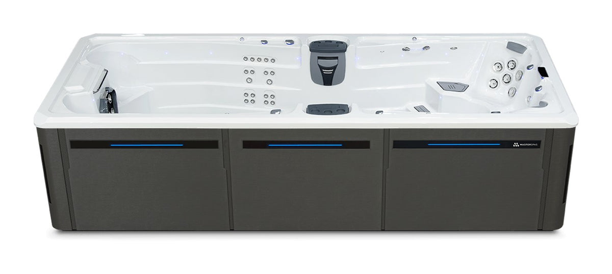 Trainer 19 D MAX swim spa - White (Standard) shell with DuraMaster Graphite (Standard) cabinet