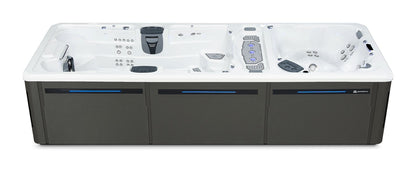 Trainer 21 D swim spa - White (Standard) shell with Graphite (Standard) cabinet