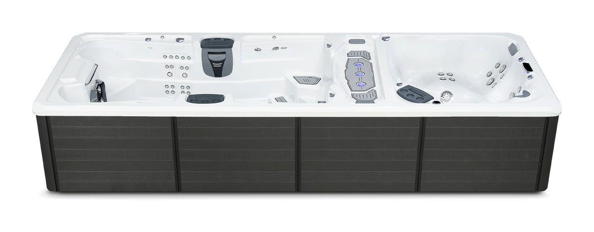 Trainer 21 swim spa - White (Standard) shell with Graphite (Standard) cabinet
