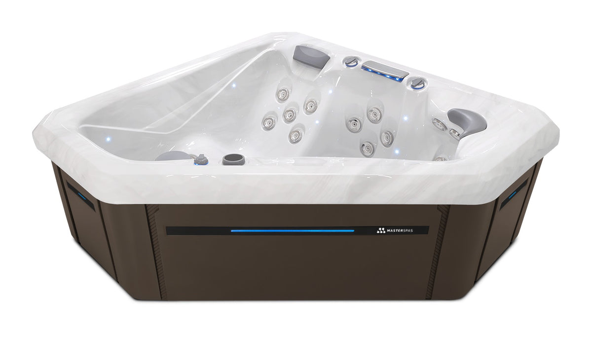 TS 240X hot tub - Sterling Silver shell with Dark Walnut cabinet