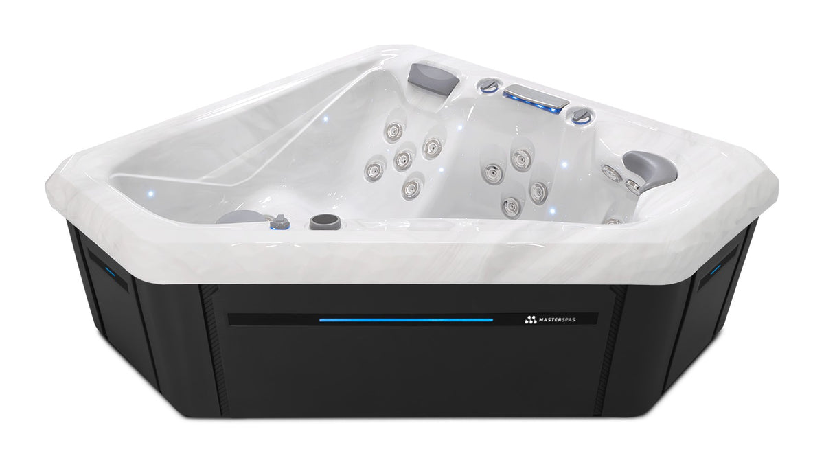 TS 240X hot tub - Sterling Silver shell with Midnight cabinet