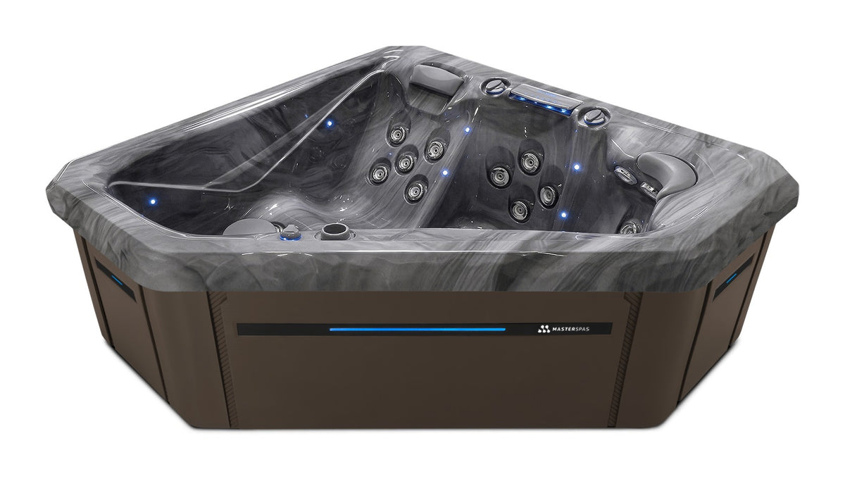 TS 240X hot tub - Storm Cloud shell with Dark Walnut cabinet