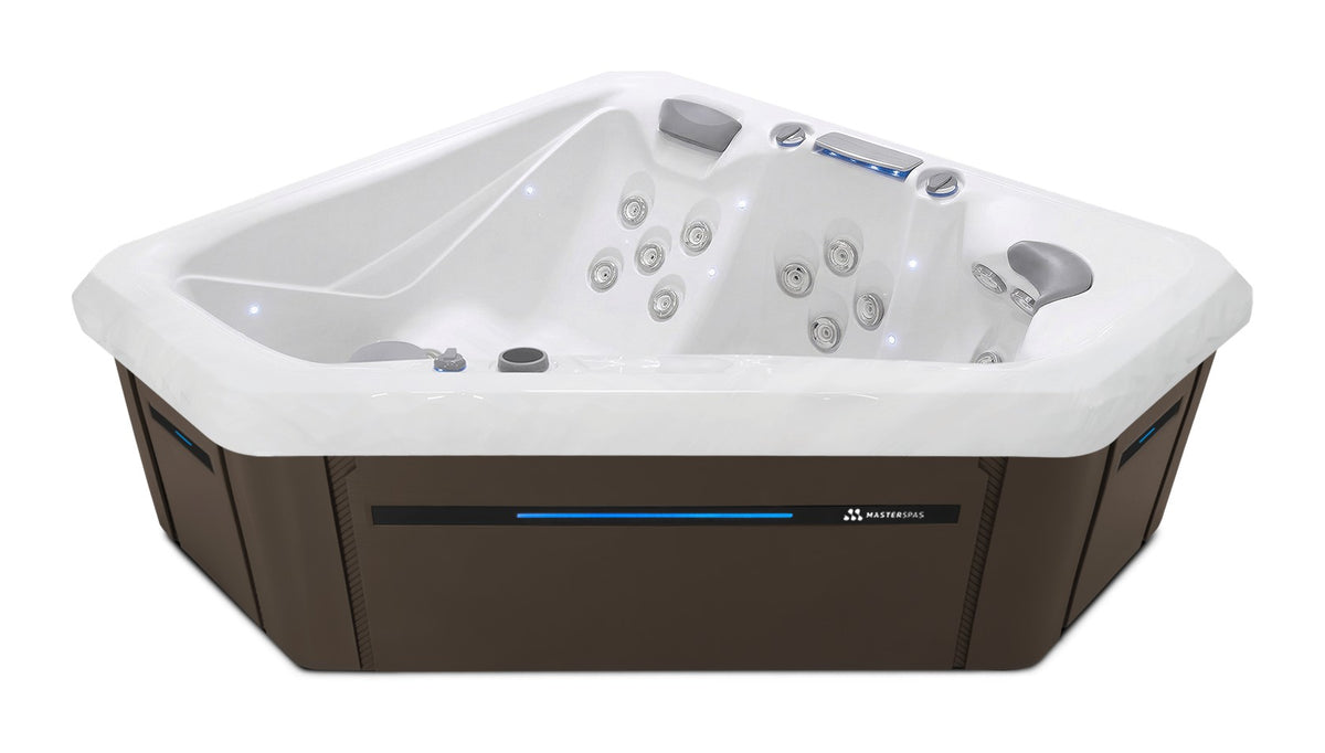 TS 240X hot tub - White shell with Dark Walnut cabinet
