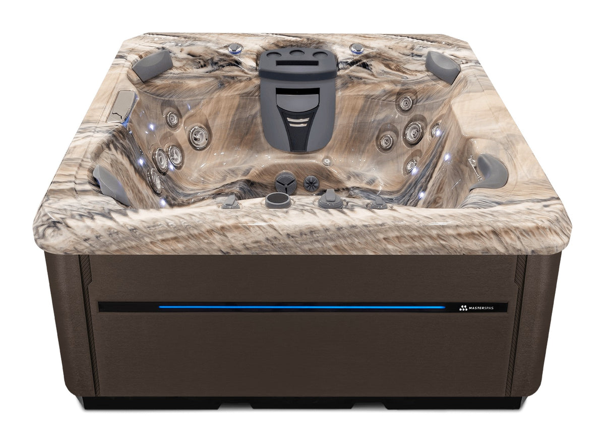 TS 67.25 hot tub - Tuscan Sun shell with Dark Walnut cabinet