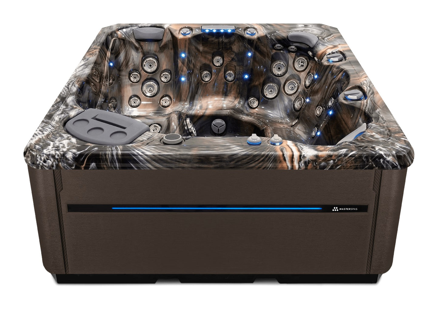 TS 7.2 hot tub - Midnight Canyon shell with Dark Walnut cabinet