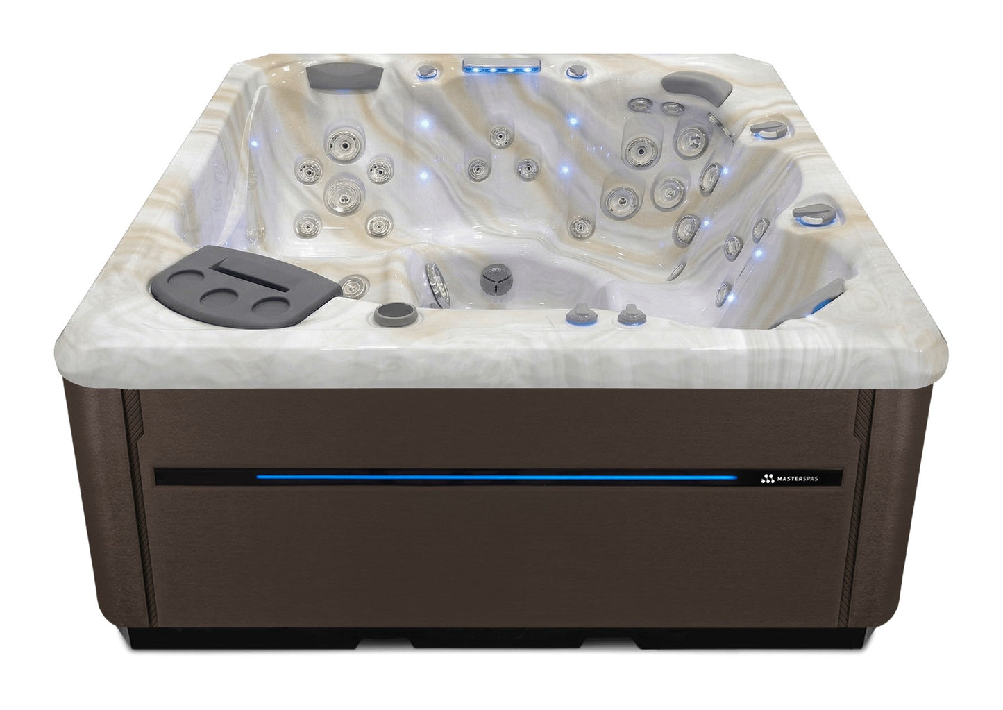 TS 7.2 hot tub - Smokey Mountain shell with Dark Walnut cabinet
