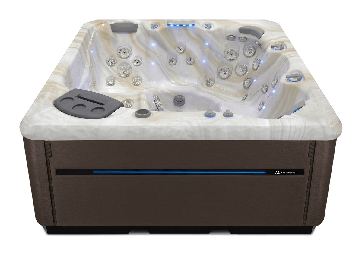 TS 7.2 hot tub - Smokey Mountain shell with Dark Walnut cabinet