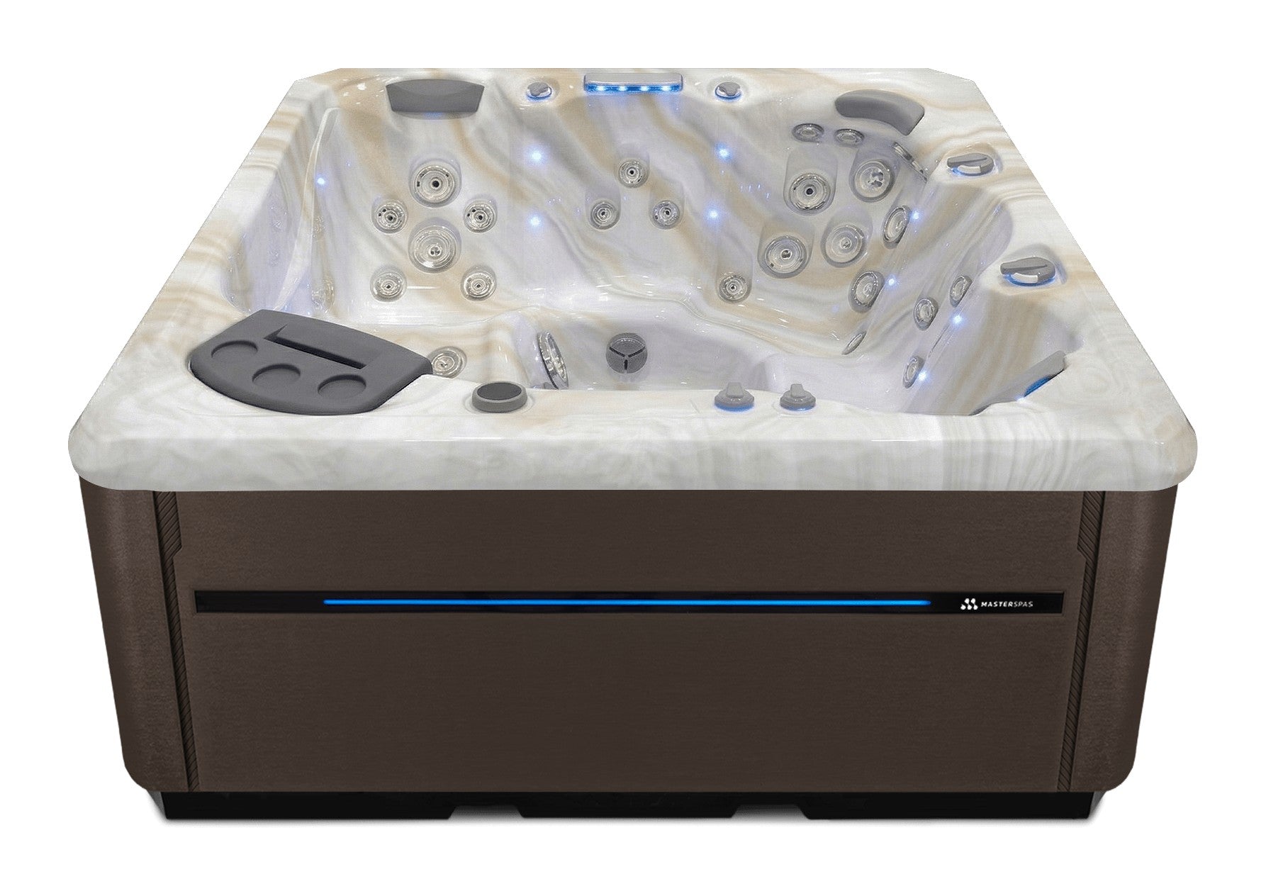 TS 7.2 hot tub - Smokey Mountain shell with Dark Walnut cabinet