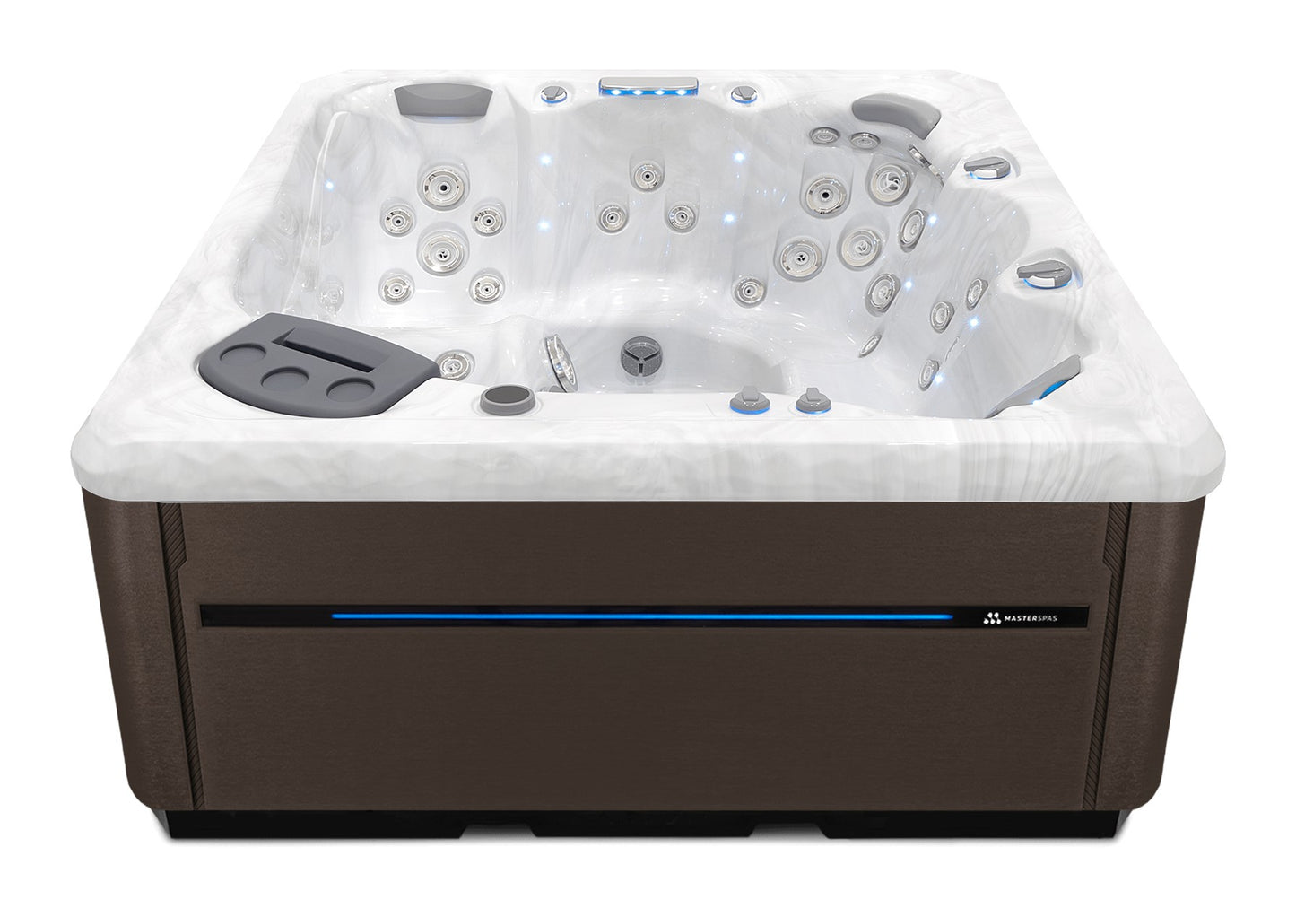 TS 7.2 hot tub - Sterling Silver shell with Dark Walnut cabinet