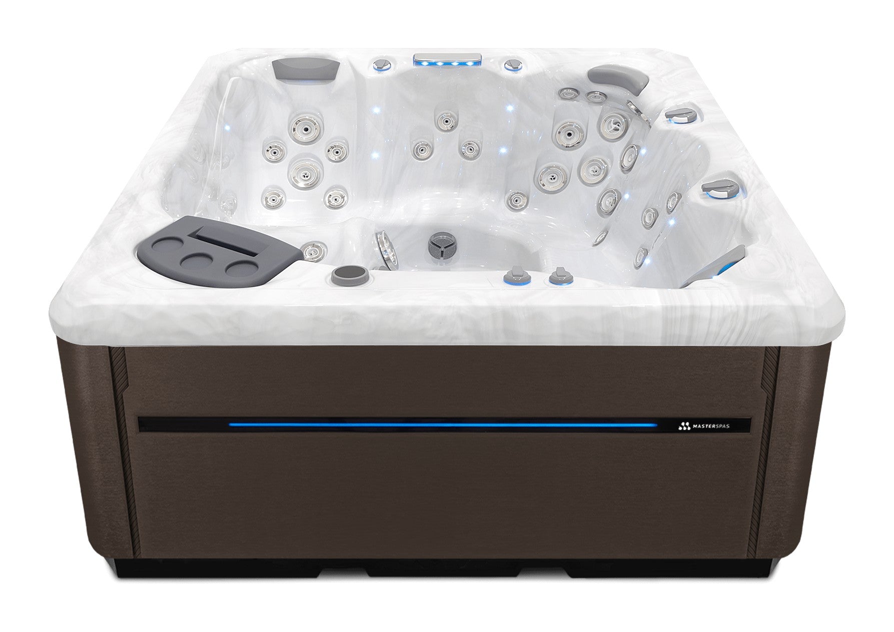 TS 7.2 hot tub - Sterling Silver shell with Dark Walnut cabinet
