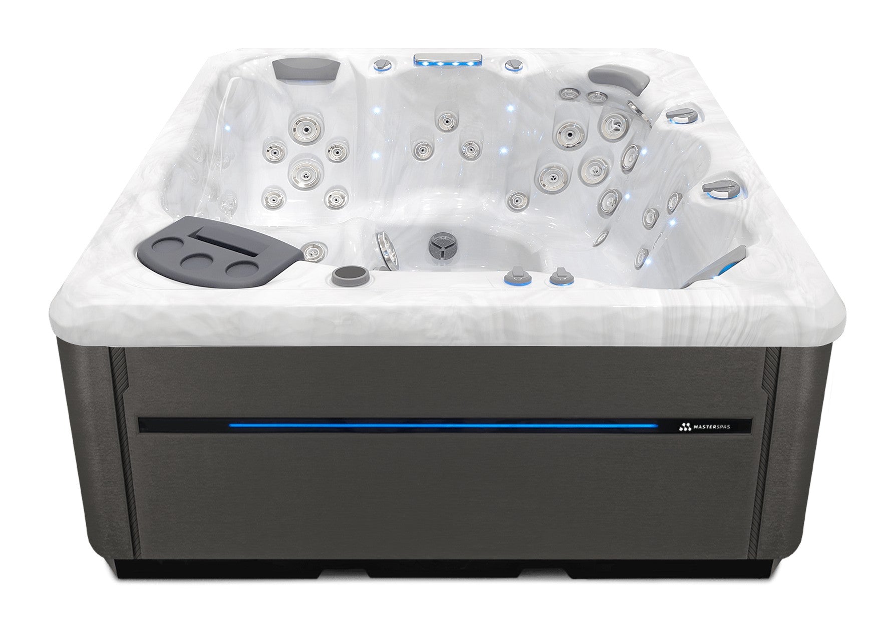 TS 7.2 hot tub - Sterling Silver shell with Graphite cabinet