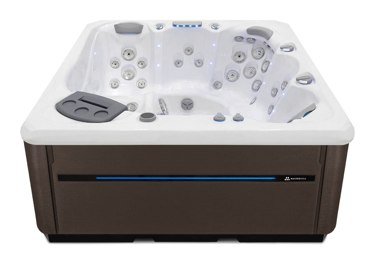 TS 7.2 hot tub - White shell with Dark Walnut cabinet