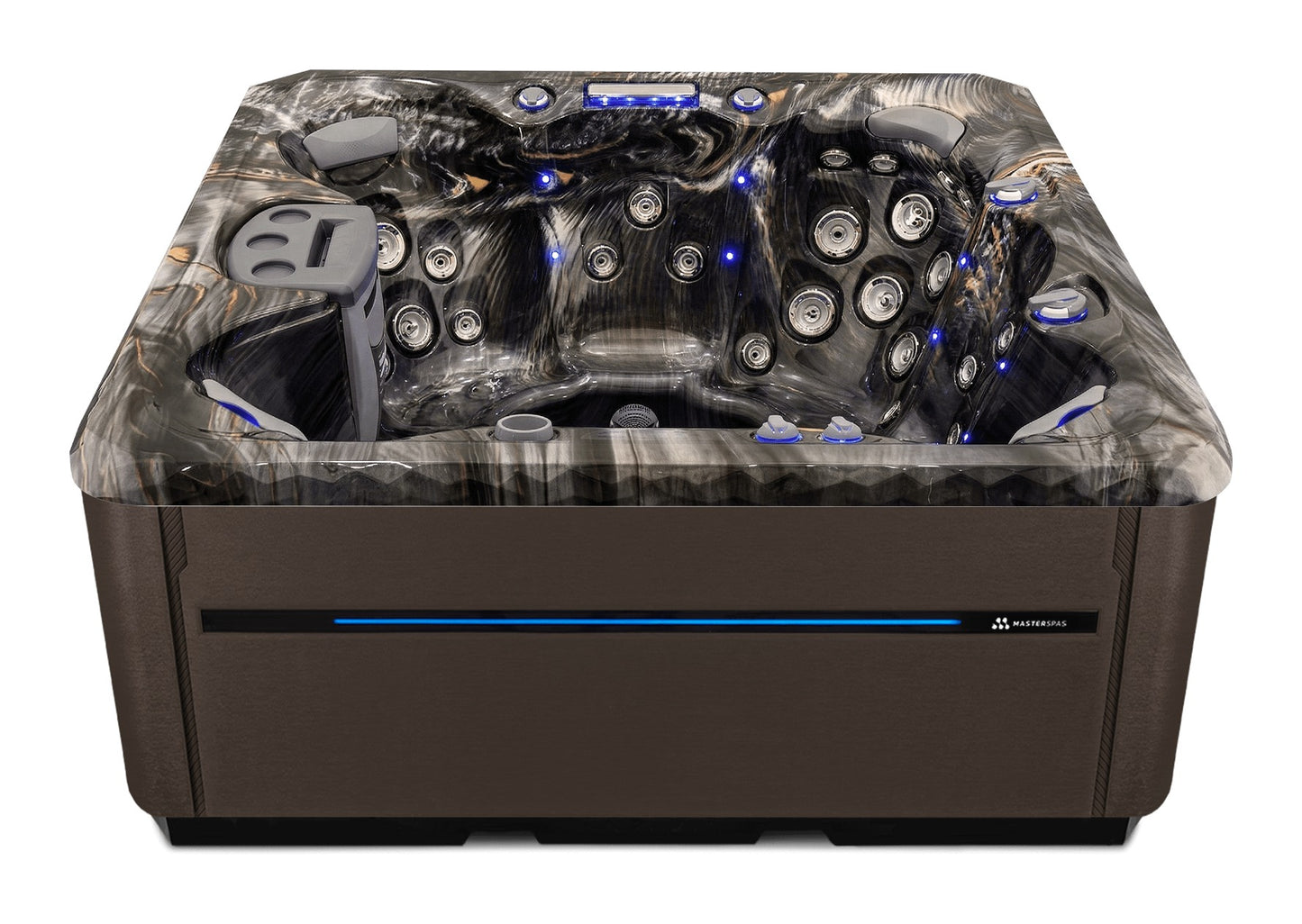 Twilight Spas TS 7.25 hot tub - Midnight Canyon shell with Dark Walnut skirting