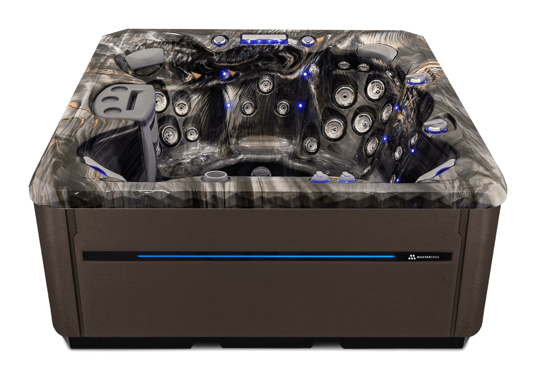 Twilight Spas TS 7.25 hot tub - Midnight Canyon shell with Dark Walnut skirting
