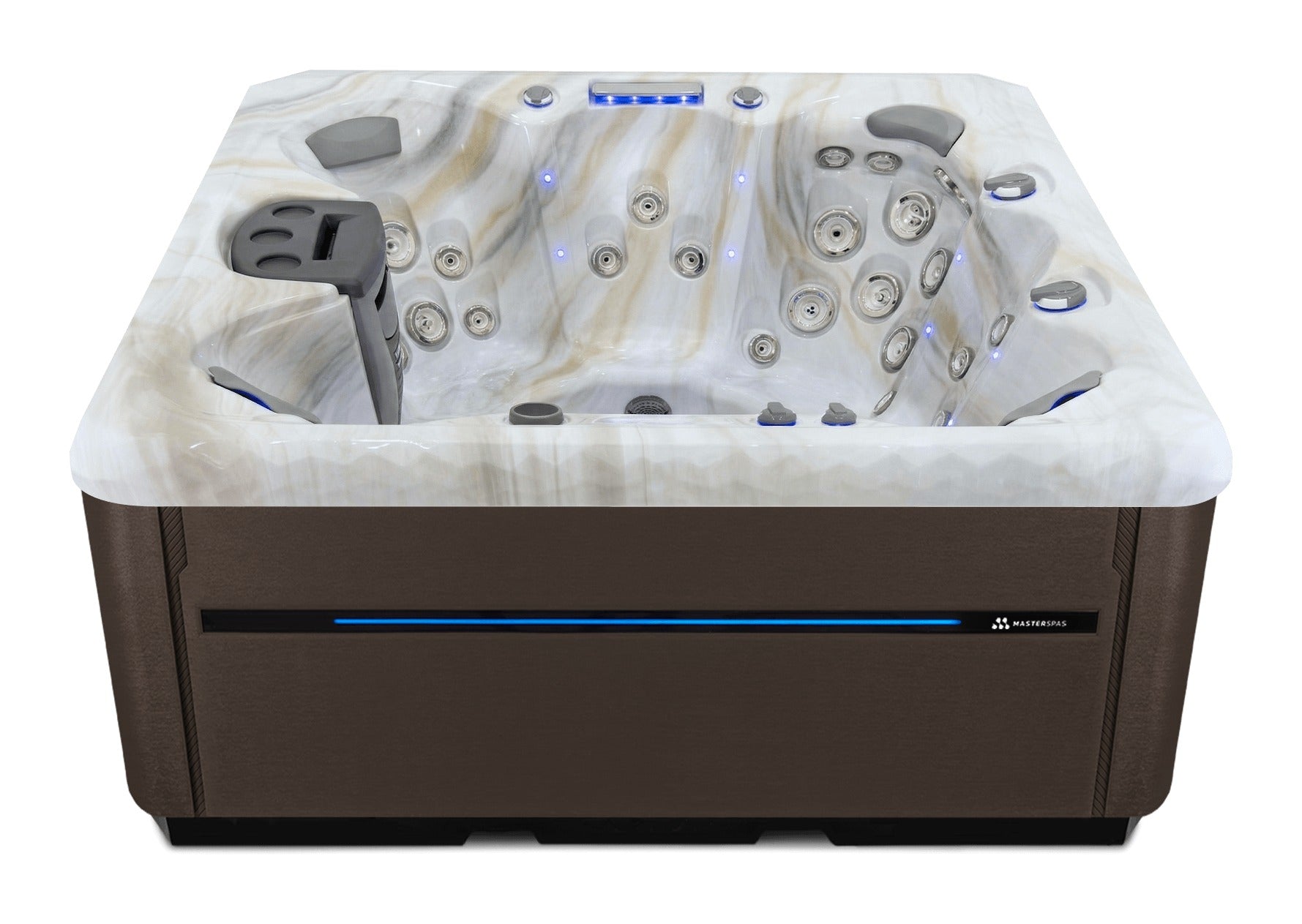 Twilight Spas TS 7.25 hot tub - Smokey Mountain shell with Dark Walnut skirting
