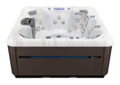 Twilight Spas TS 7.25 hot tub - Sterling Silver shell with Dark Walnut skirting