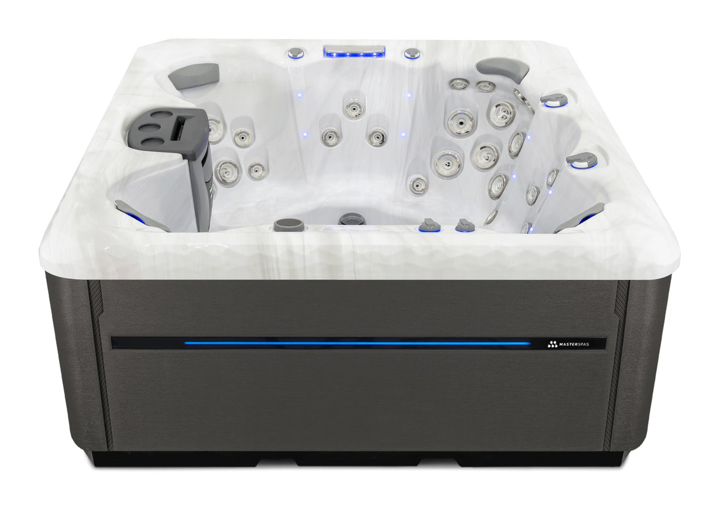 Twilight Spas TS 7.25 hot tub - Sterling Silver shell with Graphite skirting