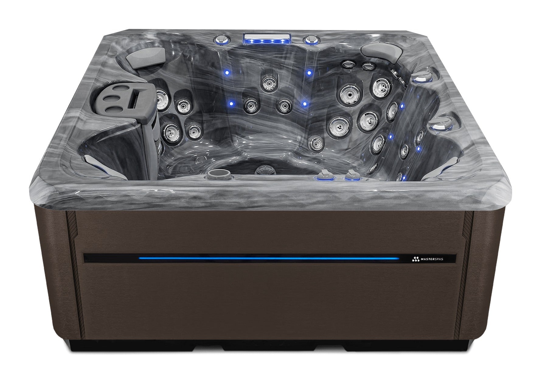 Twilight Spas TS 7.25 hot tub - Storm Cloud shell with Dark Walnut skirting