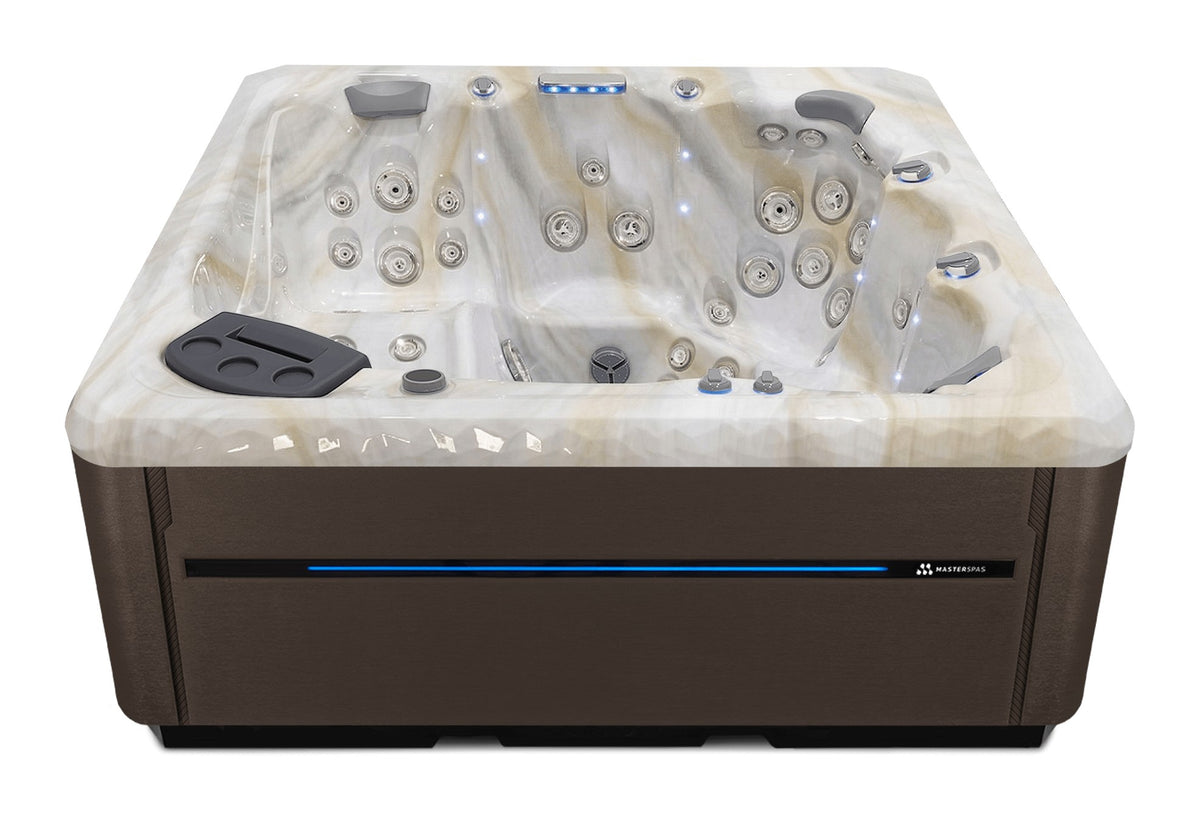 TS 8.2 hot tub - Smokey Mountain shell with Dark Walnut cabinet