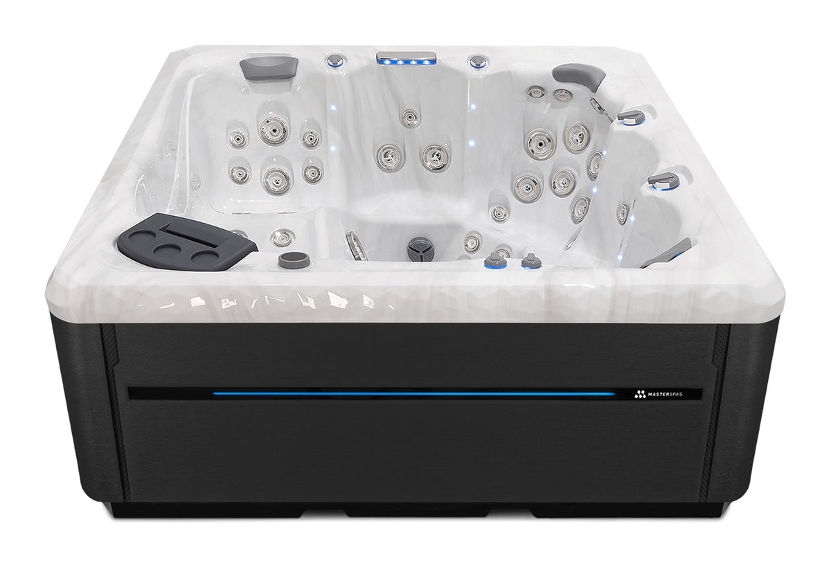 TS 8.2 hot tub - Sterling Silver (Standard) shell with Midnight cabinet