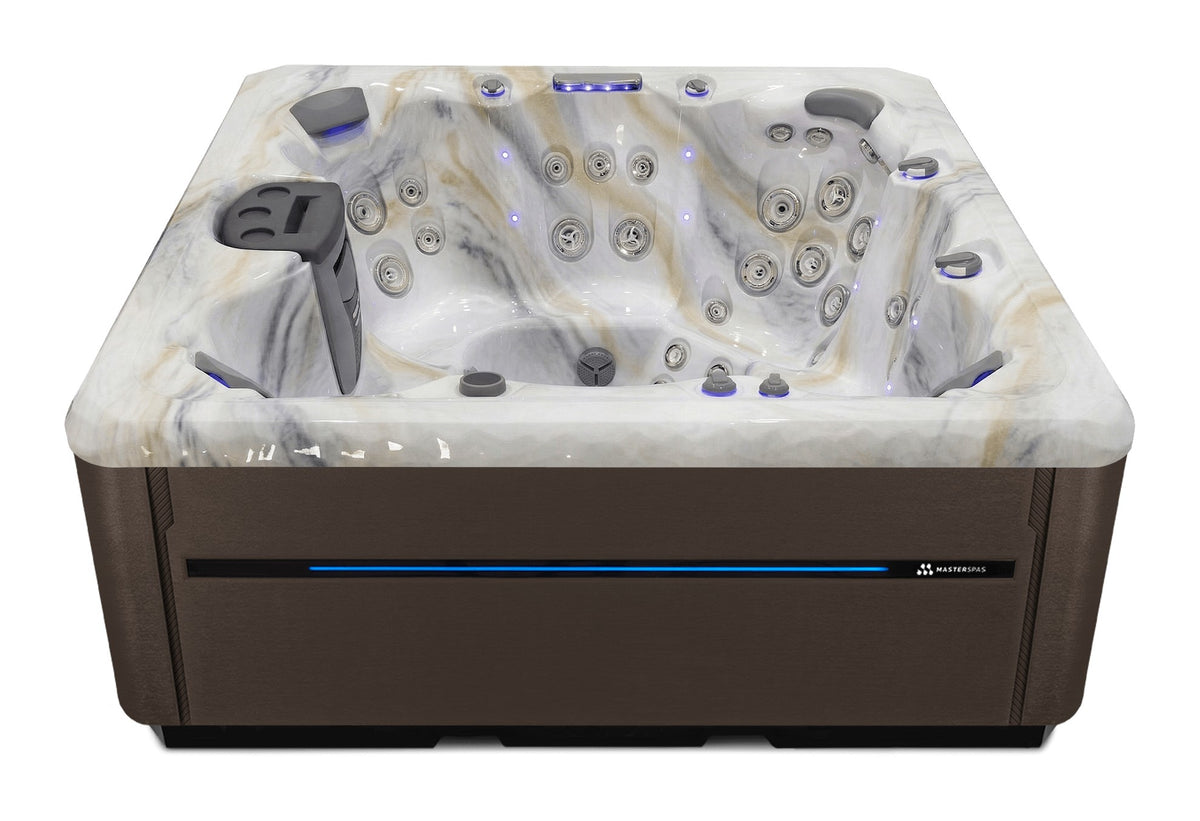 TS 8.25 hot tub - Smokey Mountain shell with Dark Walnut cabinet