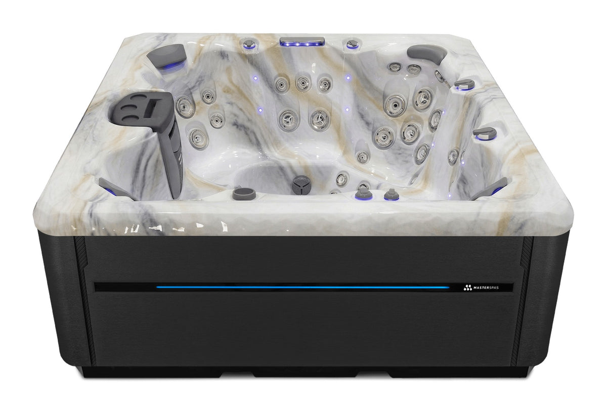 TS 8.25 hot tub - Smokey Mountain shell with Midnight cabinet