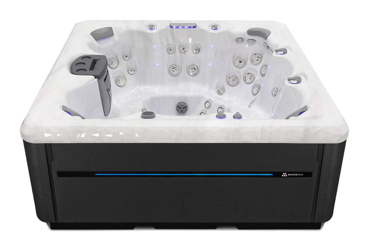 TS 8.25 hot tub - Sterling Silver (Standard) shell with Midnight cabinet