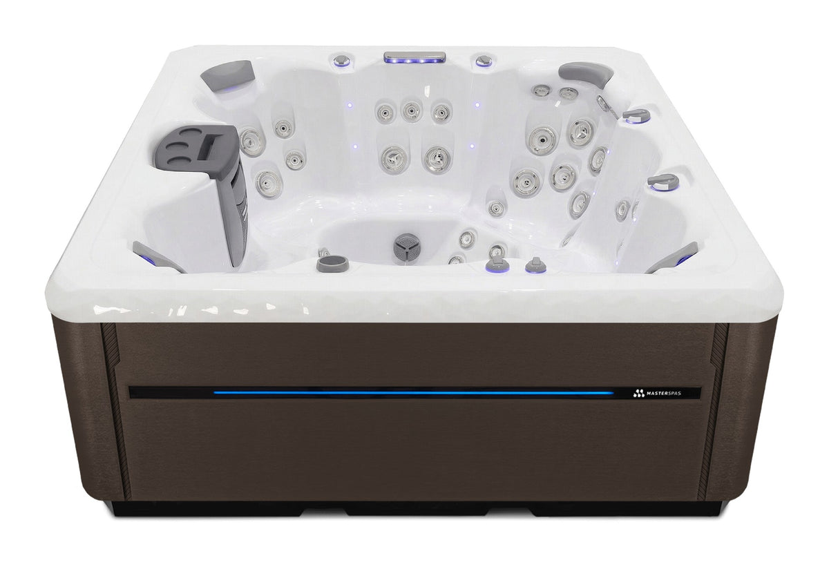 TS 8.25 hot tub - White shell with Dark Walnut cabinet