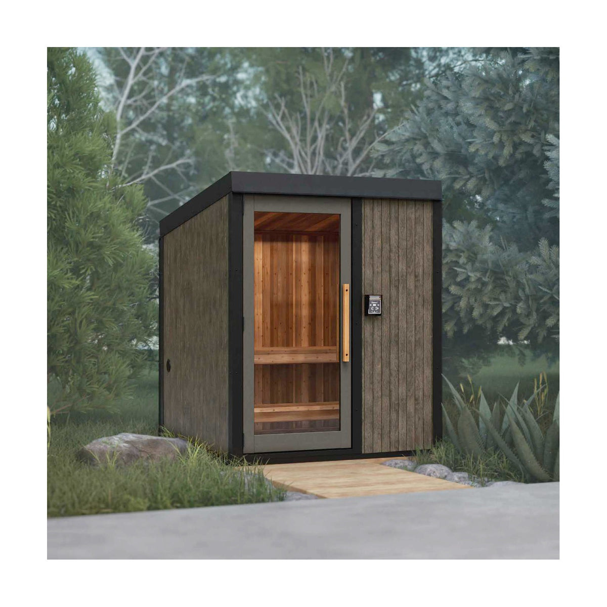 Visscher Luxe Line outdoor sauna - front view